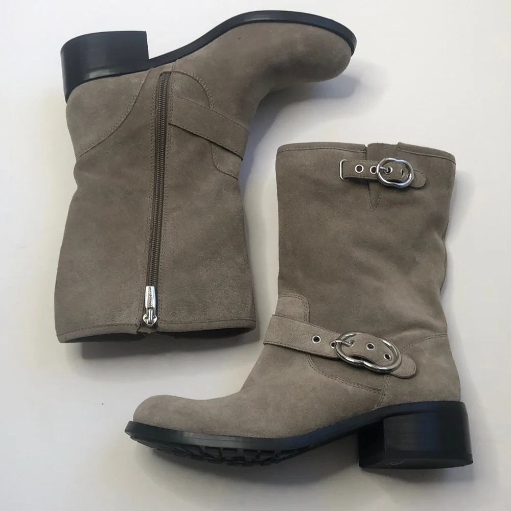 Vince Camuto Tan Suede mid calf Wilan boots